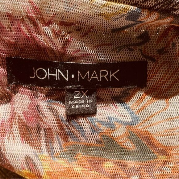 John Mark Plus Size Floral Zip Up Lightweight Mesh Jacket 2X - Picture 7 of 10